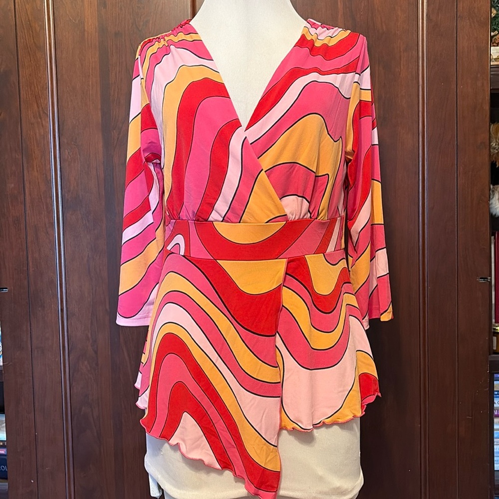 Y2K NWT Cactus Flower Geometric Swirl Print Pink